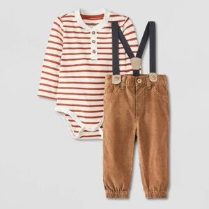 Baby Boys' Suspender Top & Bottom Set - Cat & Jack™ Cream